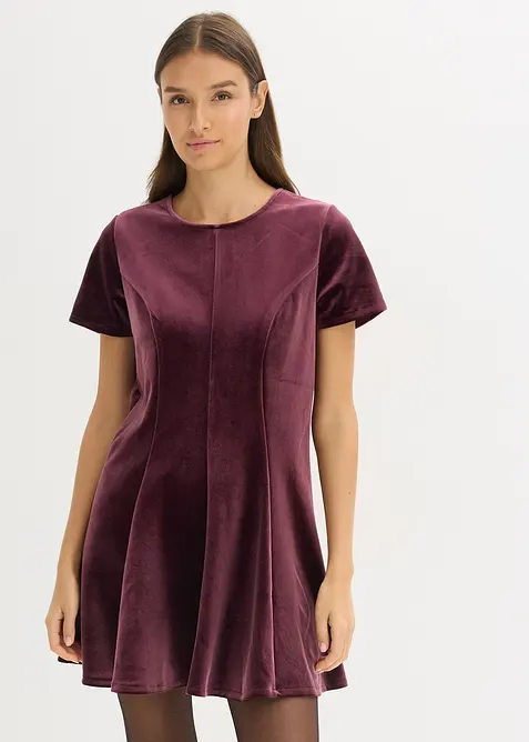 Minikleid aus softem Samt in rot von vorne (Totalaufnahme) - bonprix