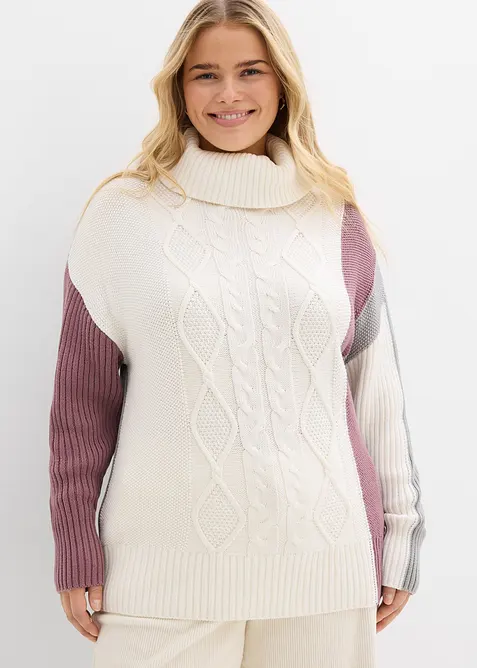 Rollkragenpullover in weiß von vorne (im Anschnitt) - bonprix