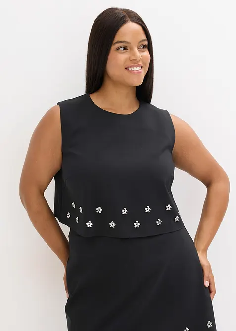 Bluse aus Baumwolle in schwarz von vorne (im Anschnitt) - bonprix