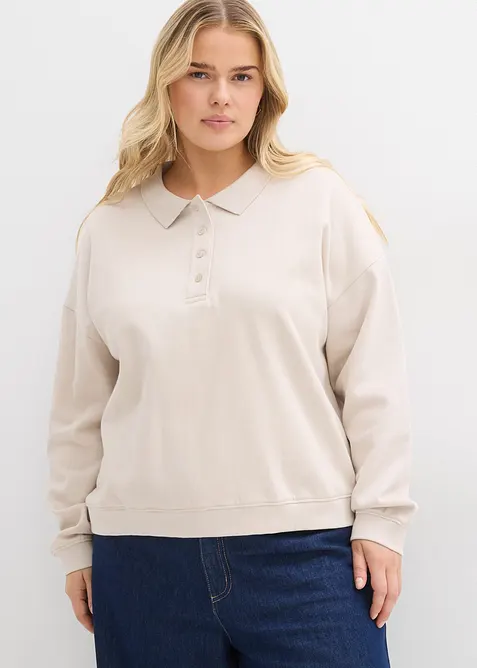 Sweatshirt aus reiner Bio-Baumwolle in grau von vorne (im Anschnitt) - bonprix