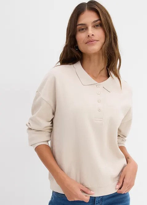 Sweatshirt aus reiner Bio-Baumwolle in grau von vorne (im Anschnitt) - bonprix