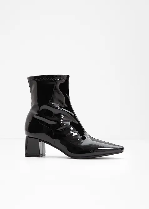 Stiefeletten in Lack-Optik in schwarz - bonprix
