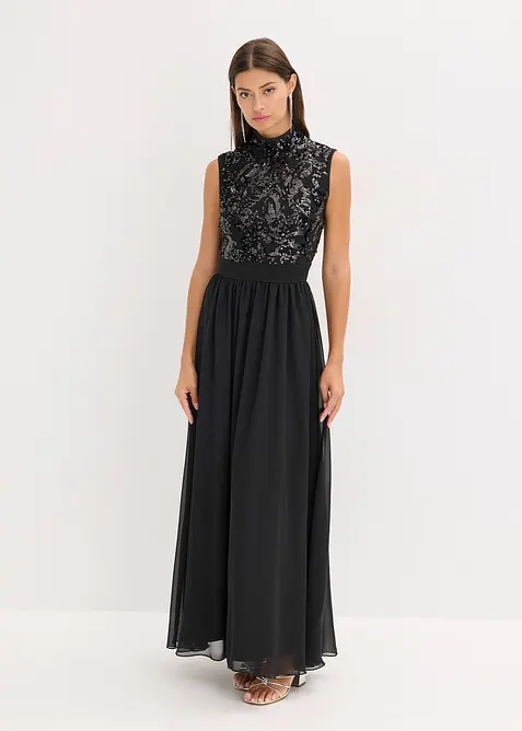 Maxikleid in schwarz von vorne (Totalaufnahme) - bonprix