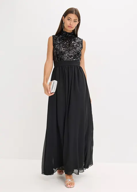 Maxikleid in schwarz im Look von vorne (Totalaufnahme) - bonprix