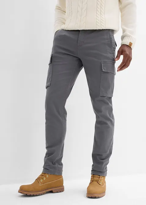 Regular Fit Stretch-Hose, Straight in grau von vorne - bonprix