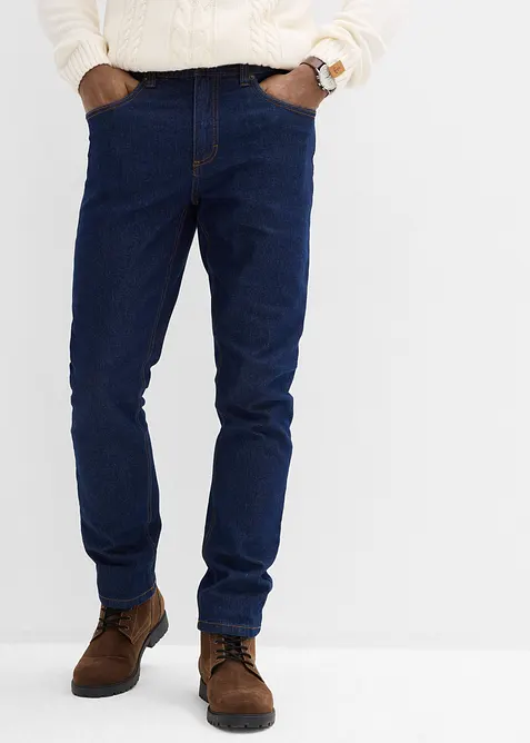 Classic-Fit Jeans mit Dehnbund, Straight in blau von vorne - bonprix