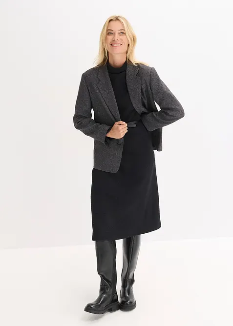 Midikleid in ausgestellter Form in schwarz im Look von vorne (Totalaufnahme) - bonprix