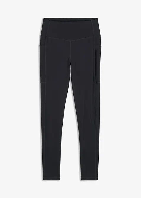 Komfort Sport-Leggings mit Handytasche, schnelltrocknend in schwarz von vorne - bonprix