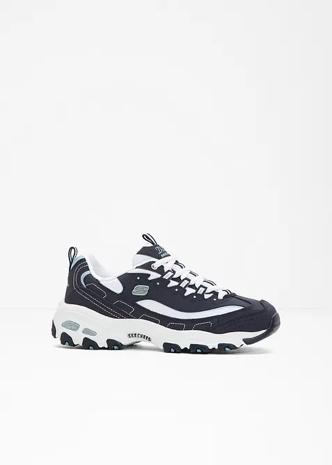 Skechers Chunky Sneaker aus Leder in blau von vorne - Skechers