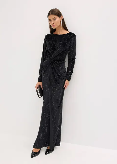 Abendkleid mit Glitzer in schwarz im Look von vorne (Totalaufnahme) - bonprix
