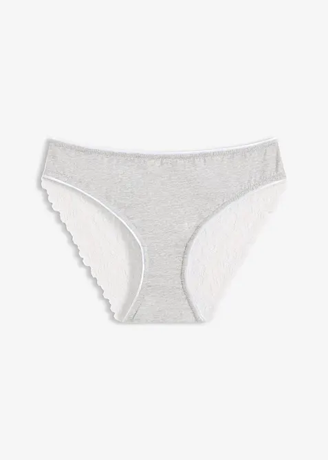 Slip mit Baumwolle und Spitze in grau von vorne - bonprix