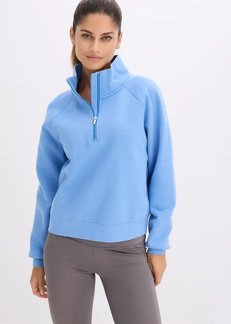 Sweatshirt aus reiner Bio-Baumwolle in blau von vorne (im Anschnitt) - bonprix