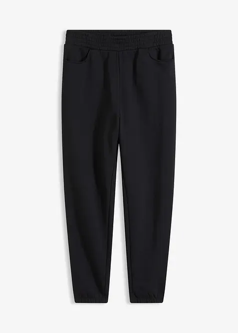 Sweathose mit extra tiefem Schritt aus reiner Bio-Baumwolle in schwarz von vorne - bonprix