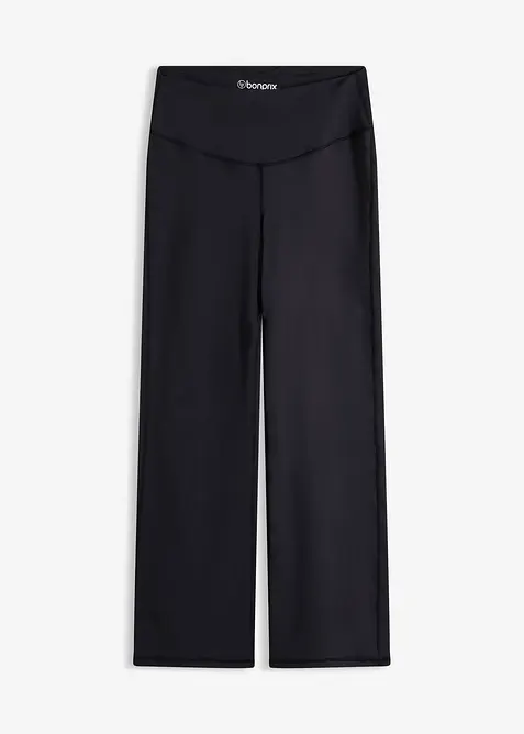 Sport-Leggings aus stabilem Baumwollgriff und geradem Bein in schwarz von vorne - bonprix
