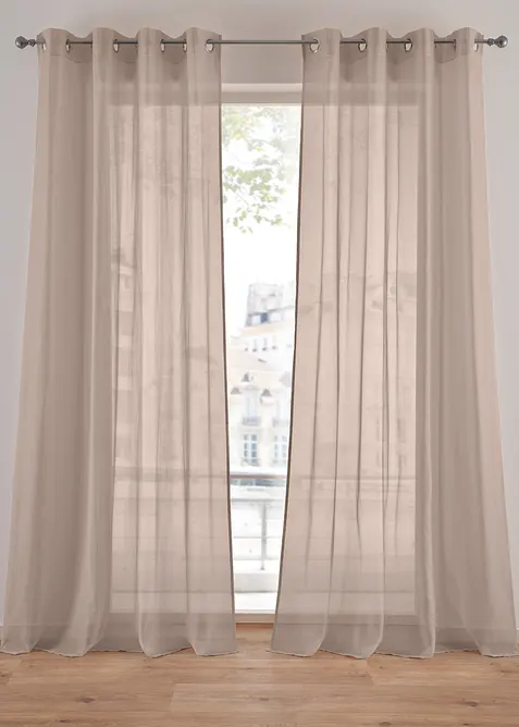 Gardine aus feiner Batist-Struktur (1er Pack) in grau - bonprix