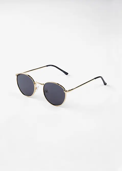 Runde Sonnenbrille mit Metallrahmen in gold von vorne - bonprix