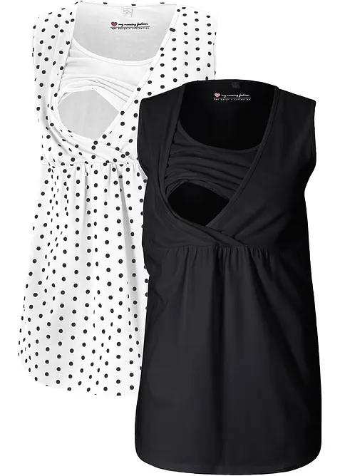 Umstands- und Stilltops (2er Pack) in schwarz von vorne - bonprix