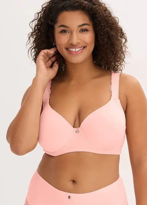 Schalen-BH mit gepolsterten Trägern in rosa von vorne (im Anschnitt) - bonprix
