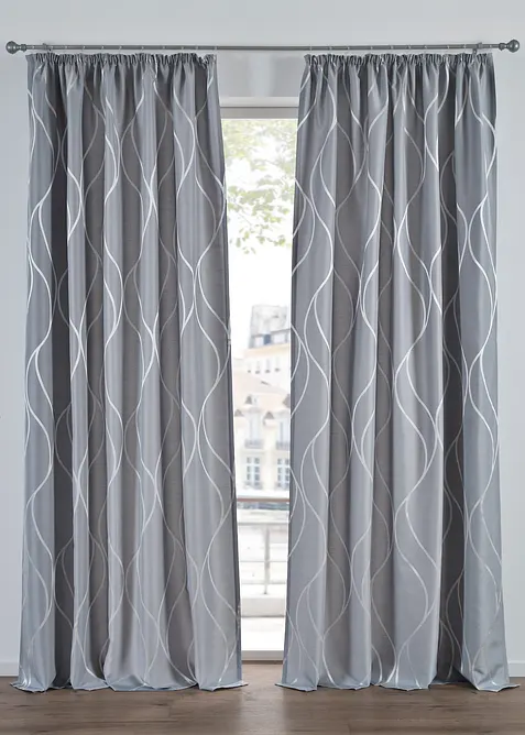 Blickdichter Vorhang aus gewebten Jacquard (1er Pack) in grau - bonprix