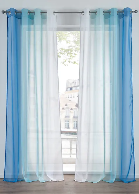 Transparente Gardine aus feinem Voile, auch in extra lang (2er Pack) in blau - bonprix