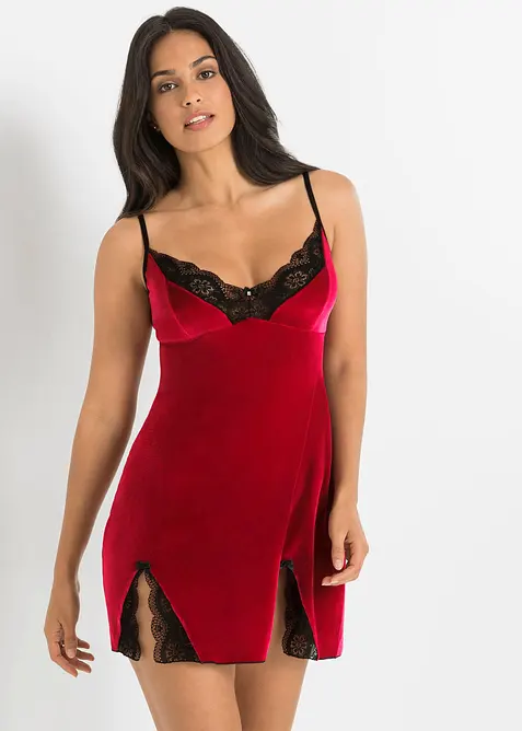Samtkleid in rot von vorne (Totalaufnahme) - bonprix