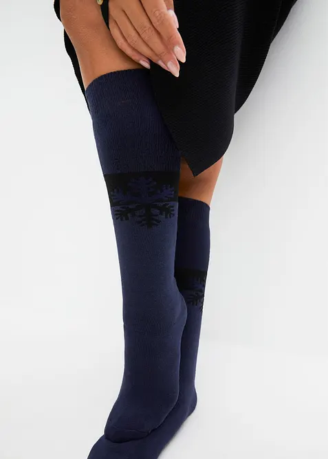 Thermo Kniestrümpfe mit weichem Innenfrottee mit Bio-Baumwolle (3er Pack) in schwarz (Detailaufnahme) - bonprix