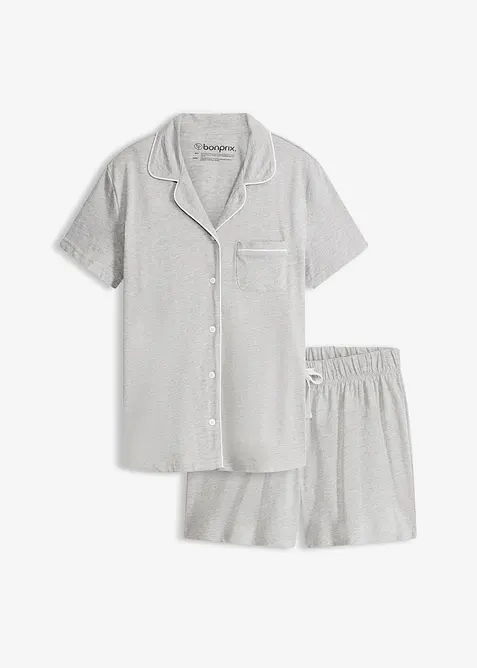Shorty mit Knopfleiste in grau von vorne - bonprix