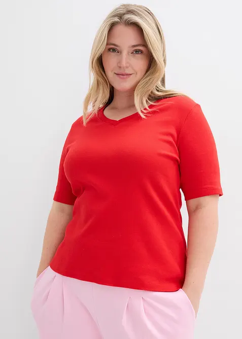 Rippshirt (2er-Pack) in weiß von vorne (im Anschnitt) - bonprix