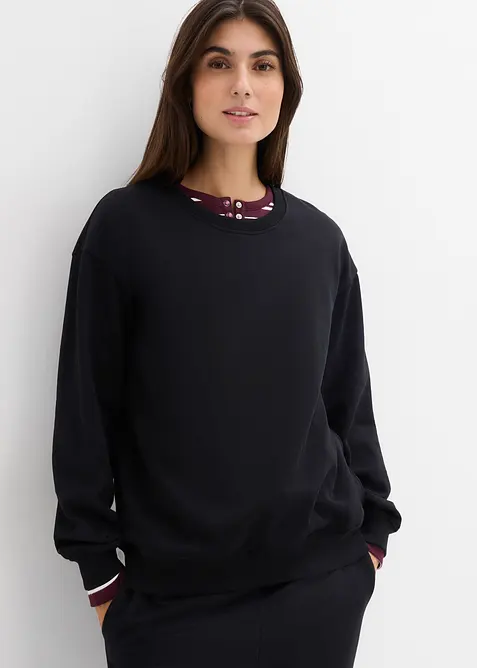 2-in-1 Umstands- und Still-Sweatshirt aus reiner Bio-Baumwolle in schwarz von vorne (im Anschnitt) - bonprix