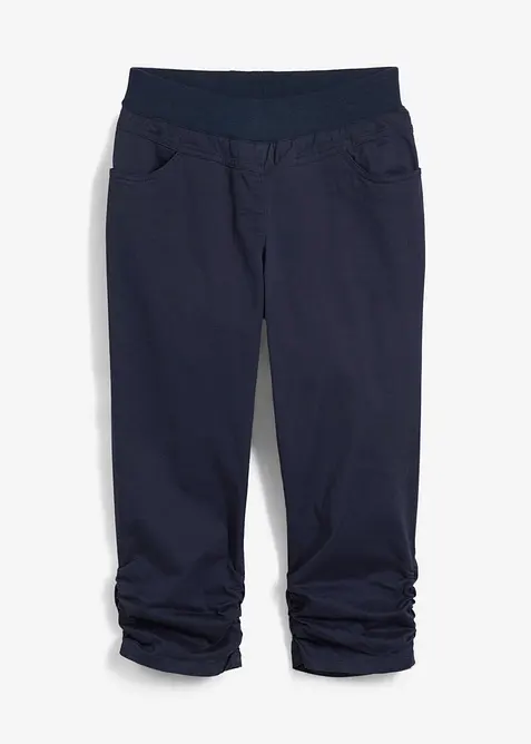 Capri-Hose aus elastischem Baumwoll-Mix in blau von vorne - bonprix