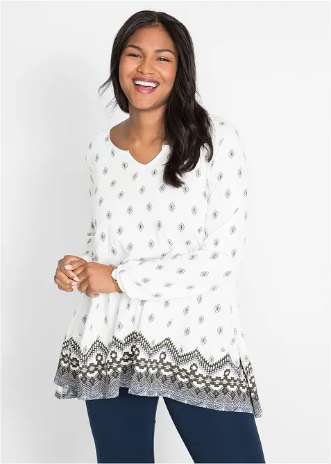 Longshirt in weiß von vorne (im Anschnitt) - bonprix