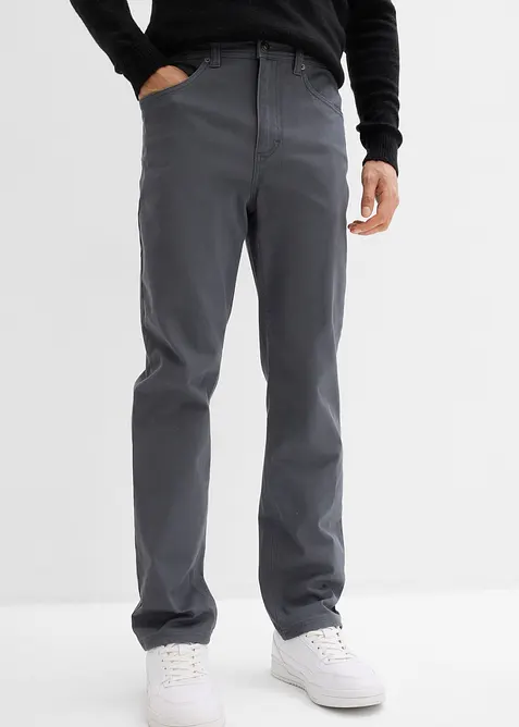 Classic Fit Stretch-Hose mit Dehnbund, Straight in grau von vorne - bonprix