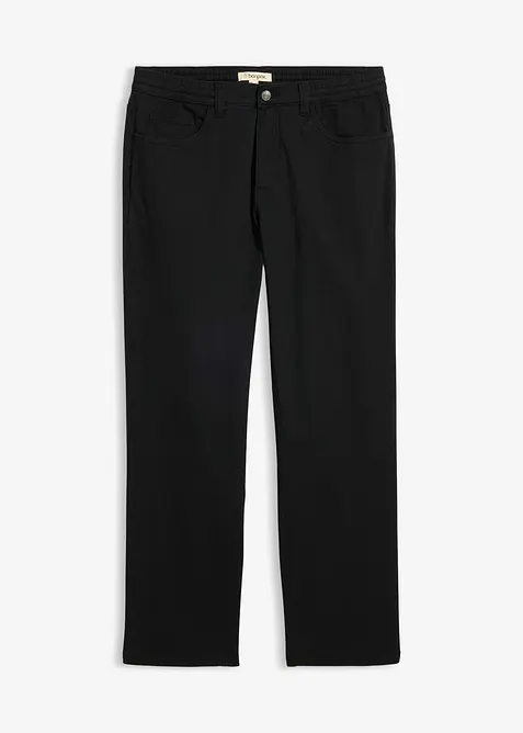 Relaxed Fit Stretch-Hose mit Dehnbund, Straight in schwarz von vorne - bonprix