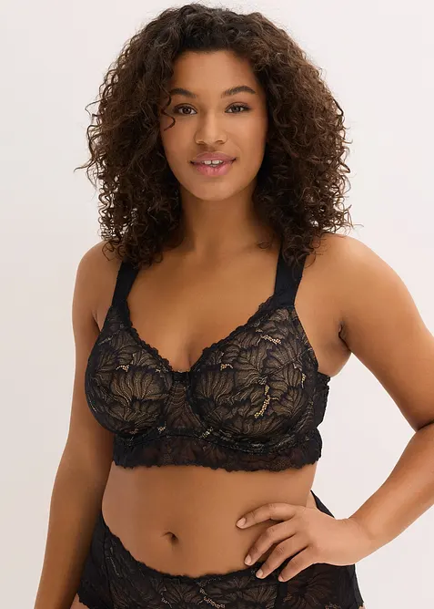 Minimizer-BH mit gepolsterten Trägern in schwarz von vorne (im Anschnitt) - bonprix