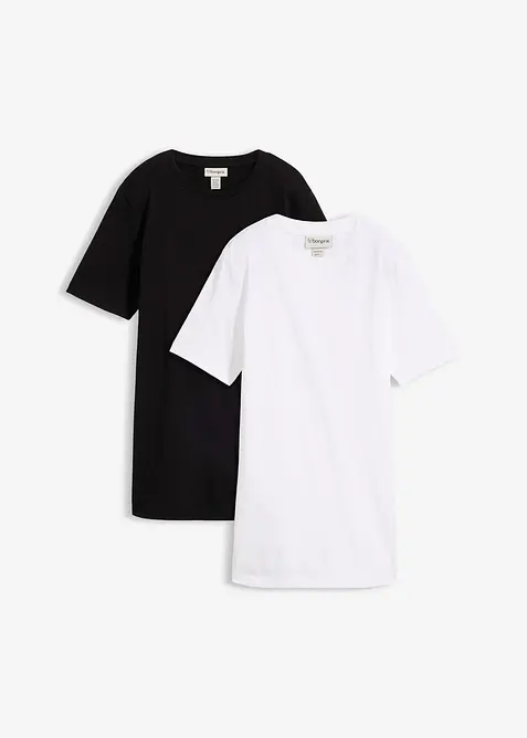 Longshirt aus reiner Bio-Baumwolle (2er Pack) in schwarz von vorne - bonprix