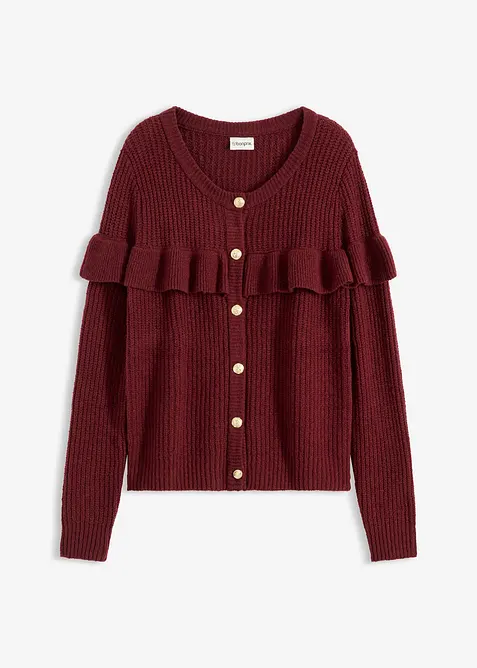 Feinstrickjacke aus Baumwoll-Mix in rot von vorne - bonprix