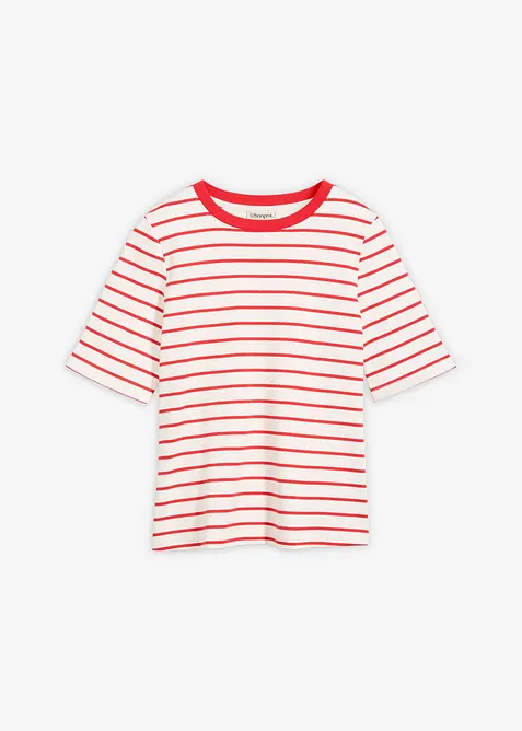 T-Shirt aus schwerer Bio-Baumwolle in weiß von vorne - bonprix