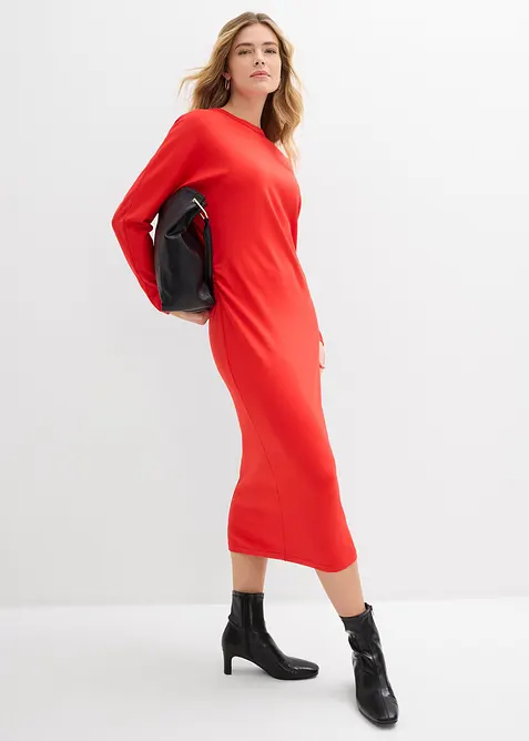 Midikleid aus bequemen Punto di Roma in rot im Look von vorne (Totalaufnahme) - bonprix