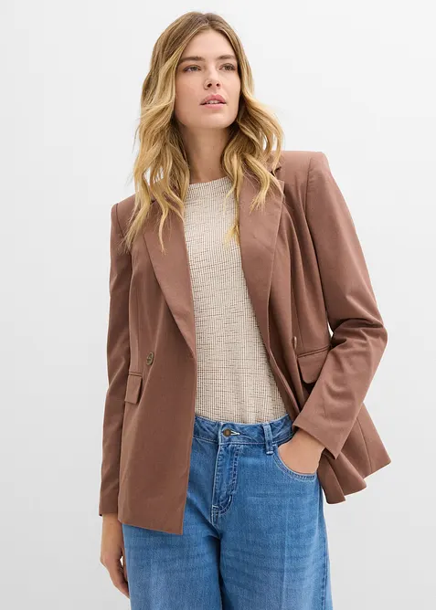Blazer mit leichten Schulterpolstern in braun von vorne (im Anschnitt) - bonprix