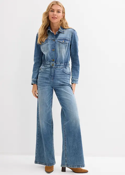 Jeans-Overall in blau von vorne (Totalaufnahme) - bonprix
