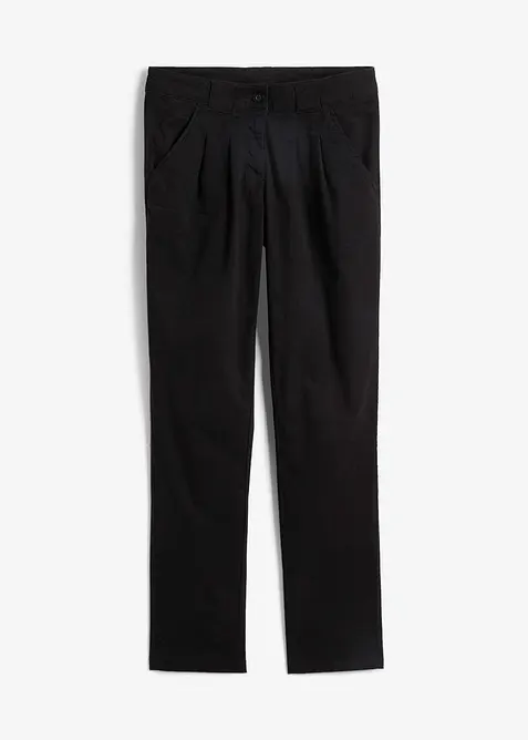 Chinohose aus elatischem Baumwoll-Mix in schwarz von vorne - bonprix