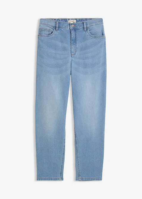 Mom-Jeans High Waist, cropped in blau von vorne - bonprix