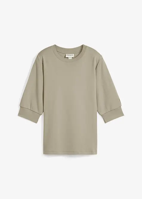 Shirt aus reiner Bio-Baumwolle in grün von vorne - bonprix
