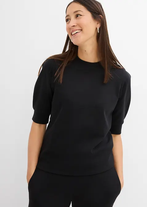 Shirt aus reiner Bio-Baumwolle in schwarz von vorne (im Anschnitt) - bonprix