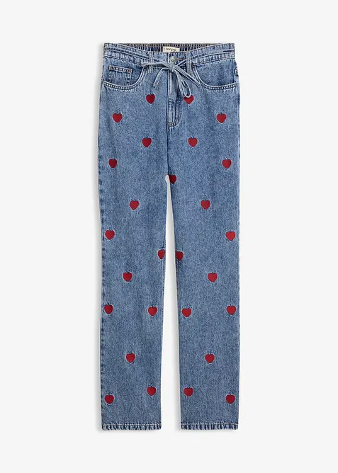 Loose Straight-Jeans High Waist, Baumwolle in blau von vorne - bonprix