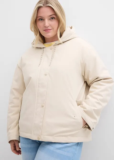 Wasserabweisende Funktions-Jacke, leicht wattiert in beige von vorne (im Anschnitt) - bonprix