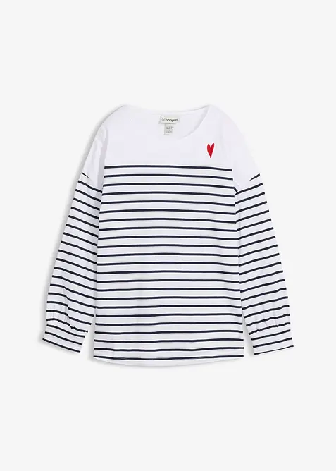 Langarmshirt aus reiner Bio-Baumwolle in weiß von vorne - bonprix