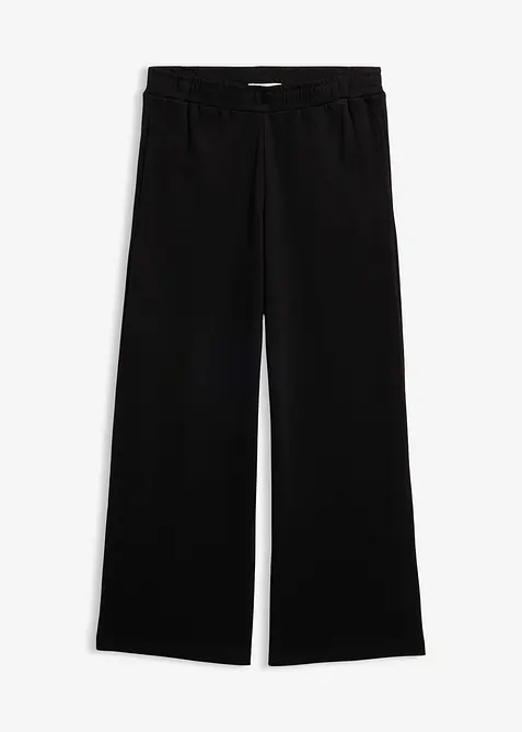 Weite Jersey-Culotte aus reiner Bio-Baumwolle in schwarz von vorne - bonprix