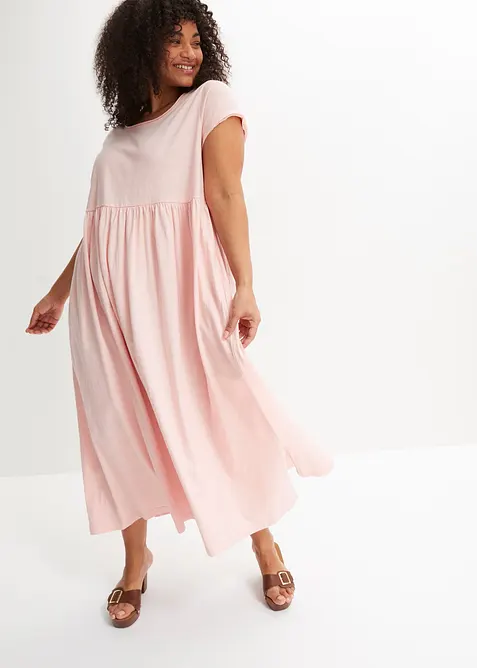 Midikleid aus reiner Bio-Baumwolle in rosa von vorne (Totalaufnahme) - bonprix
