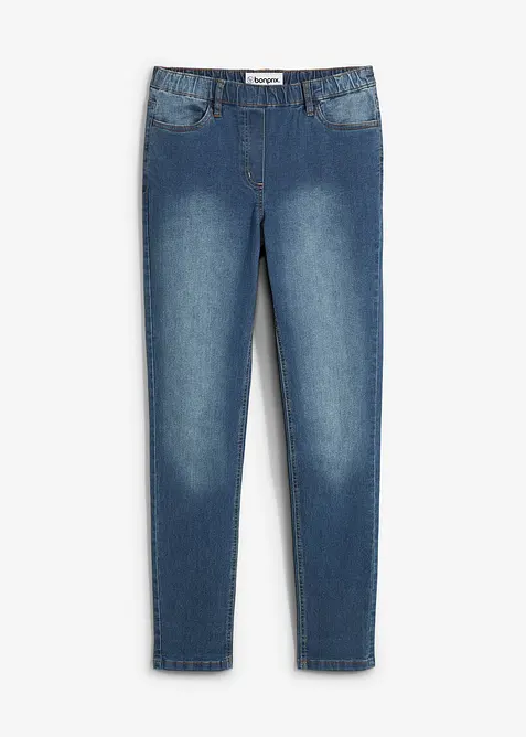 Jeggings Mid Waist, Bequembund in blau von vorne - bonprix